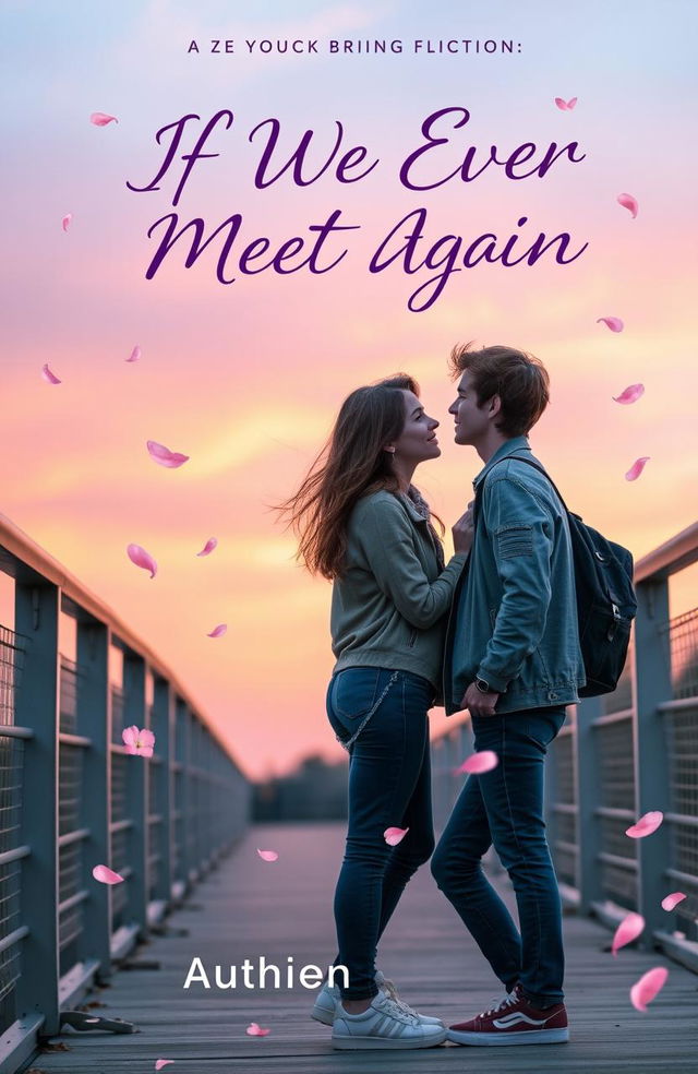 A romantic and whimsical book cover design for the young adult fiction titled 'If We Ever Meet Again'