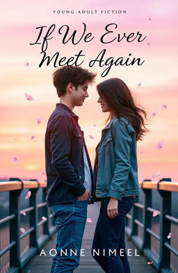 A romantic and whimsical book cover design for the young adult fiction titled 'If We Ever Meet Again'