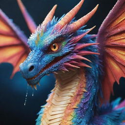 A detailed, vibrant anime style dragon with sparking eyes and majestic wings.