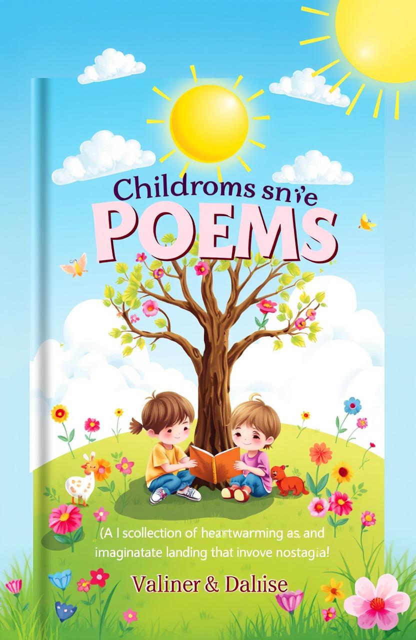 A whimsical book cover design featuring a collection of heartwarming children's poems