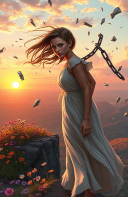 A dynamic and emotional digital artwork depicting the moment of awakening for a character named Jane