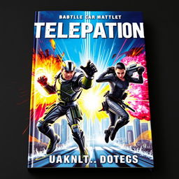 A striking book cover design featuring an intense teleportation battle scene between two powerful adults