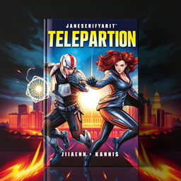 A captivating book cover design showcasing an exhilarating teleportation fight scene