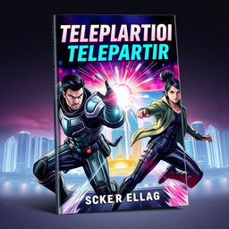 A captivating book cover design showcasing an exhilarating teleportation fight scene