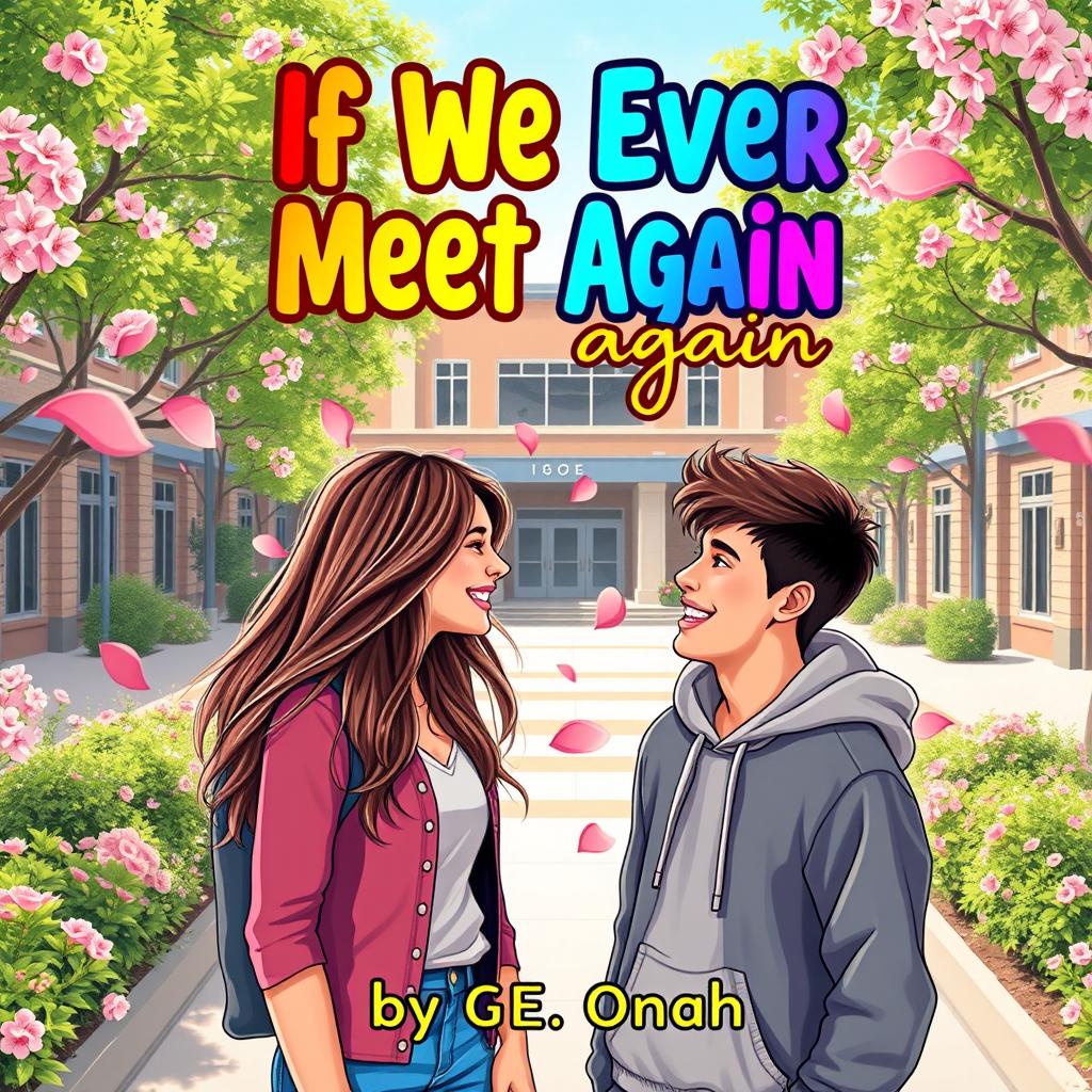 A vibrant and colorful young adult fiction book cover design for ‘If We Ever Meet Again’ by G E Onah