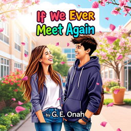 A vibrant and colorful young adult fiction book cover design for ‘If We Ever Meet Again’ by G E Onah