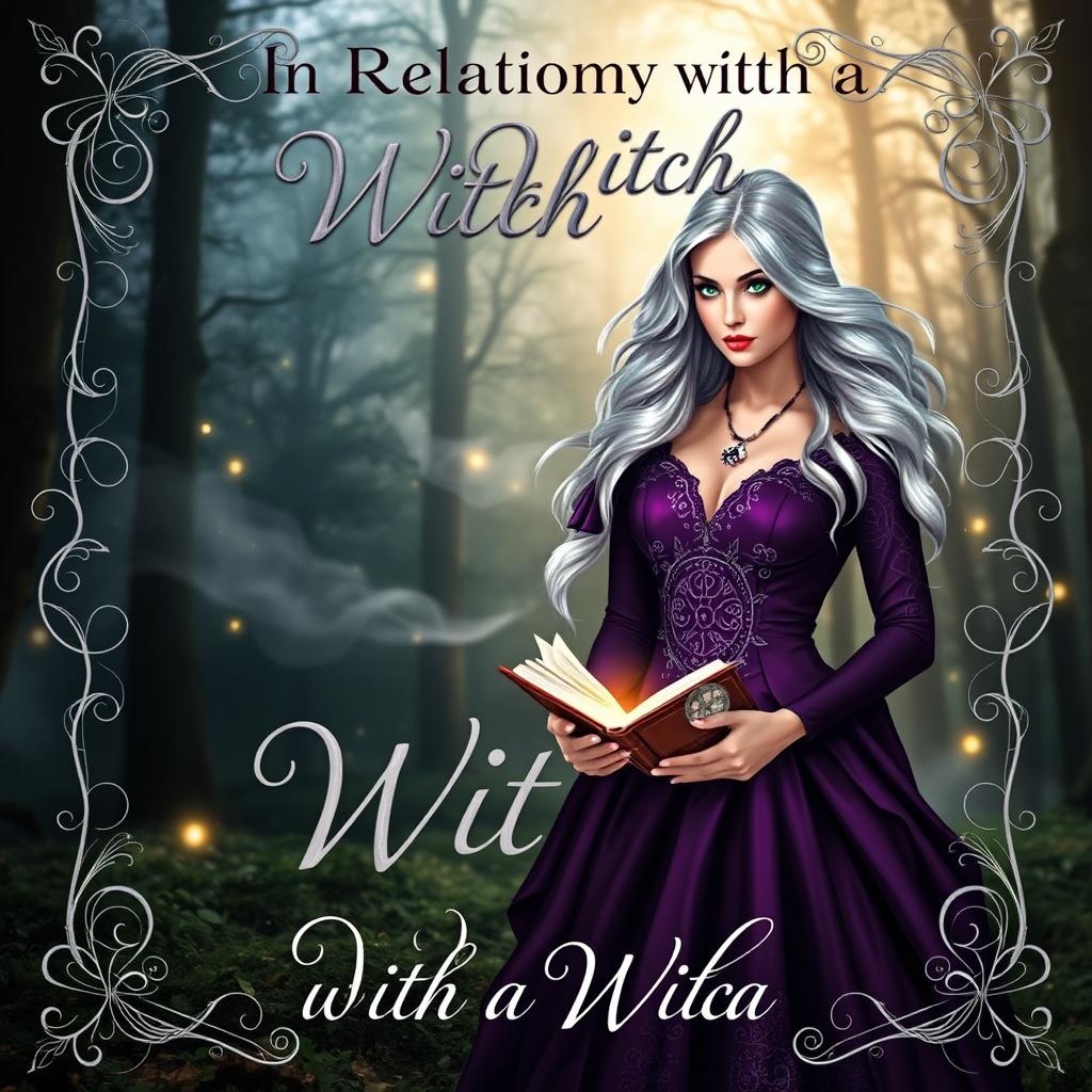 A captivating book cover for an adult fiction novel titled "In Relationship with a Witch"