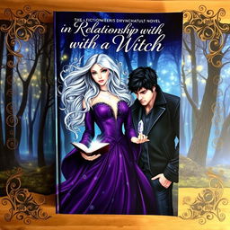 A captivating book cover for an adult fiction novel titled "In Relationship with a Witch"