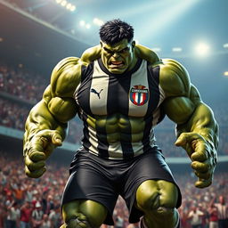 A powerful portrayal of the Hulk wearing the Corinthians football team uniform, showcasing his immense muscular physique