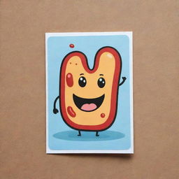 Create an adorable, hotdog-shaped 'Bacillary Burst' card, an 'upcell' type. The card should depict a cute cartoon cell unleashing an intense power burst in the style of rod-shaped bacilli bacteria, symbolizing the destruction of an opponent's card.