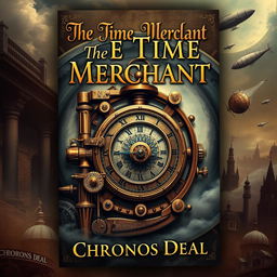 A captivating book cover design for 'The Time Merchant' by Chronos Deal