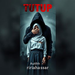 A striking book cover design for 'TUTUP' by rirahasrar