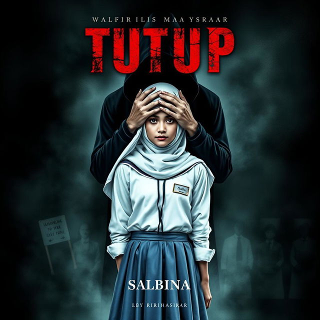 A striking book cover design for 'TUTUP' by rirahasrar