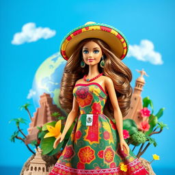 A creative depiction of a Barbie doll representing Planet Earth with a focus on Mexico