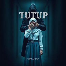 A gripping book cover design for 'TUTUP' by rirahasrar