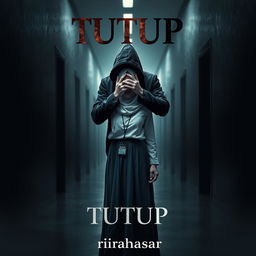 A gripping book cover design for 'TUTUP' by rirahasrar