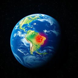 An artistic representation of Planet Earth viewed from space, highlighting Mexico with a prominent red star on the map