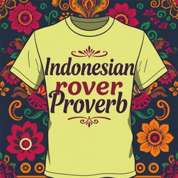 A stylish T-shirt design featuring the phrase 'Indonesian Proverb' in an artistic font