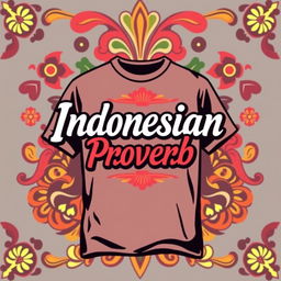 A stylish T-shirt design featuring the phrase 'Indonesian Proverb' in an artistic font