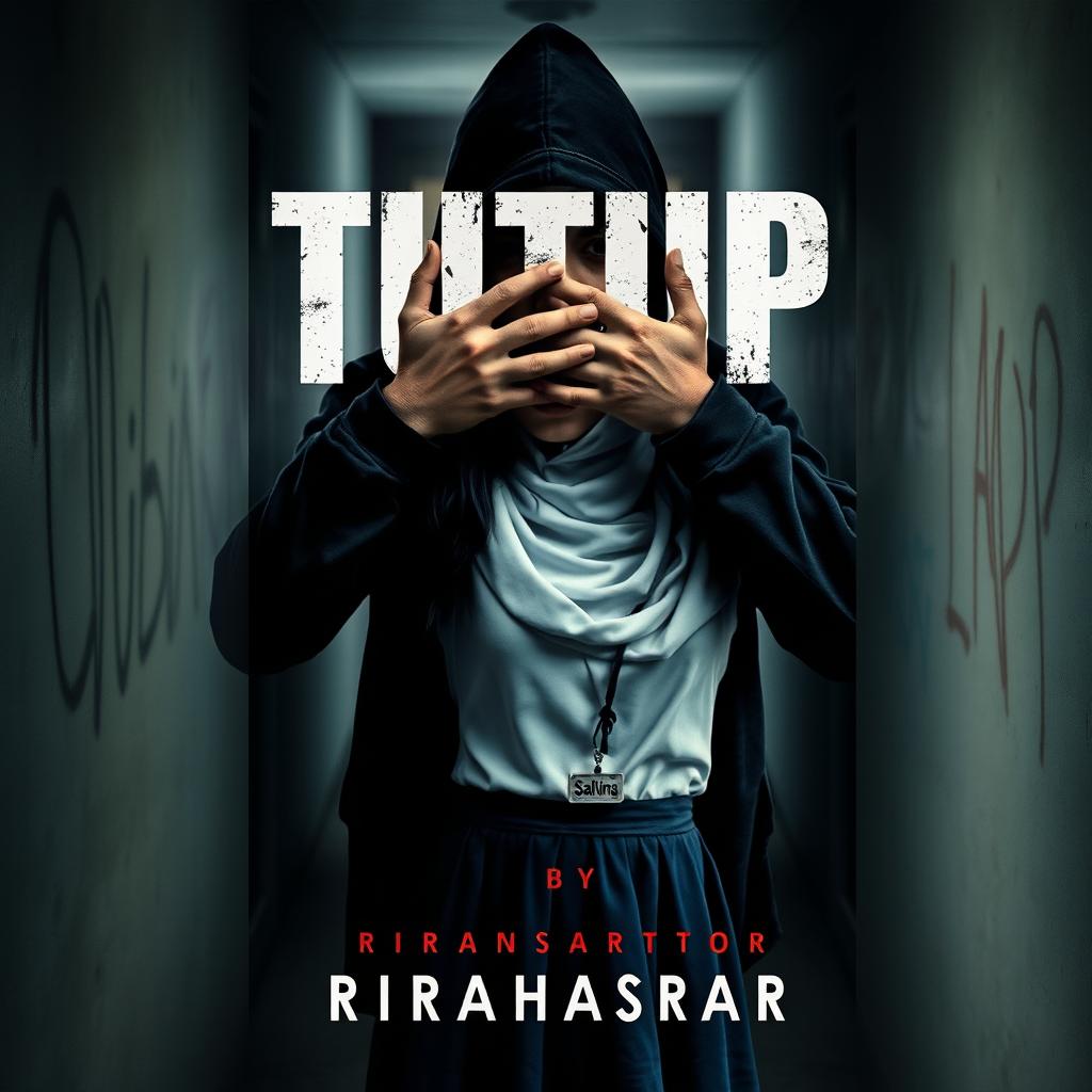 A captivating book cover design for 'TUTUP' by RIRAHASRAR