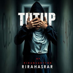 A captivating book cover design for 'TUTUP' by RIRAHASRAR