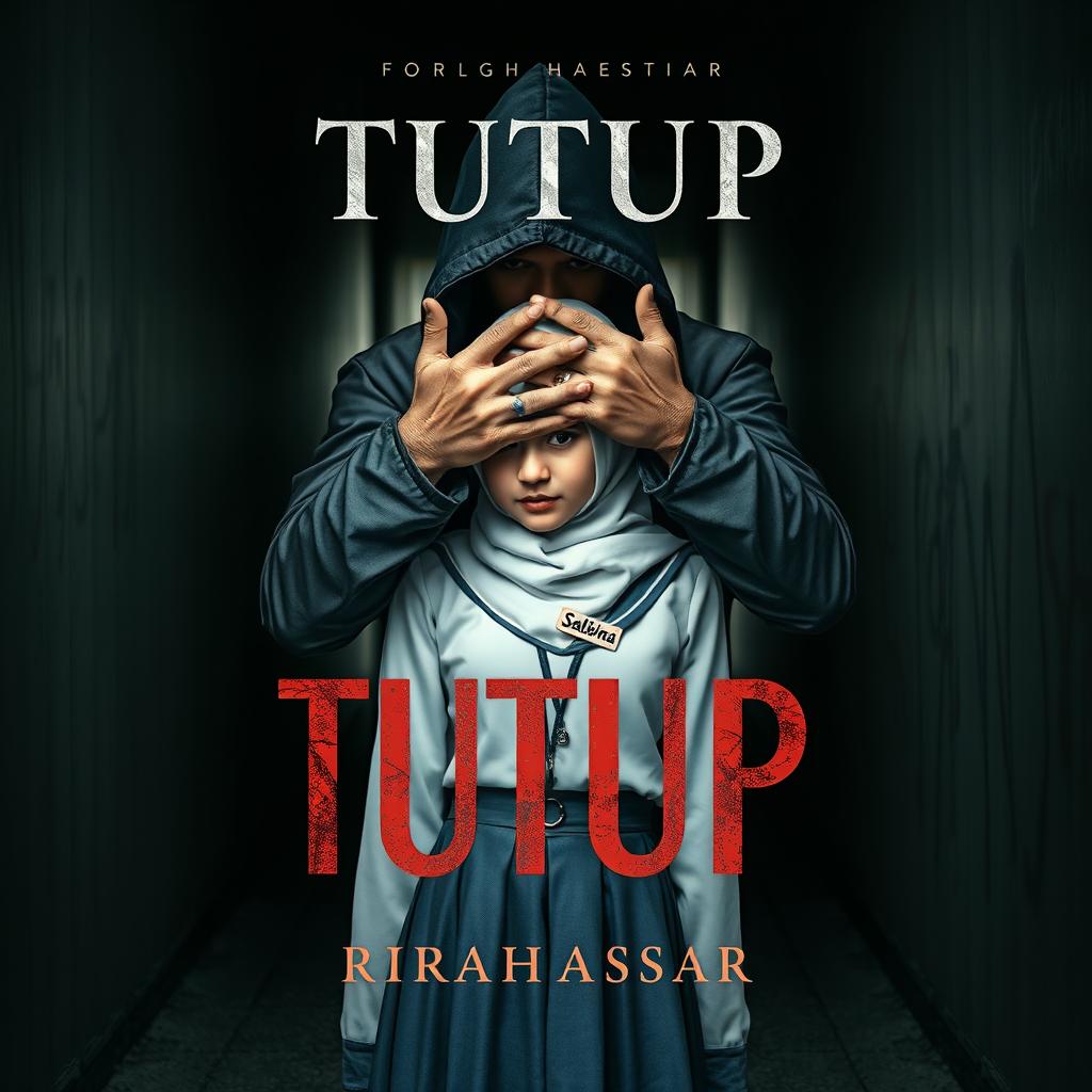 A captivating book cover design for 'TUTUP' by RIRAHASRAR