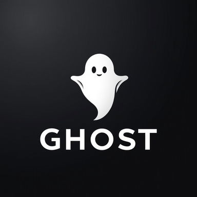 A sleek and modern logo featuring a ghost design, characterized by smooth curves and a minimalist style