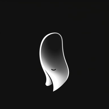 A sleek and modern logo featuring a ghost design, characterized by smooth curves and a minimalist style