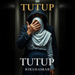 A captivating book cover design for 'TUTUP' by RIRAHASRAR