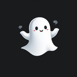 A stylized logo of a ghost, featuring a smooth, rounded shape with soft, flowing lines