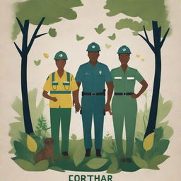 A high-definition, stylish environmental poster featuring diverse individuals designed in a modern style, acting as wardens, protecting and enriching the environment. Incorporate contemporary elements of design to illustrate the love and care people have for nature in today's world.