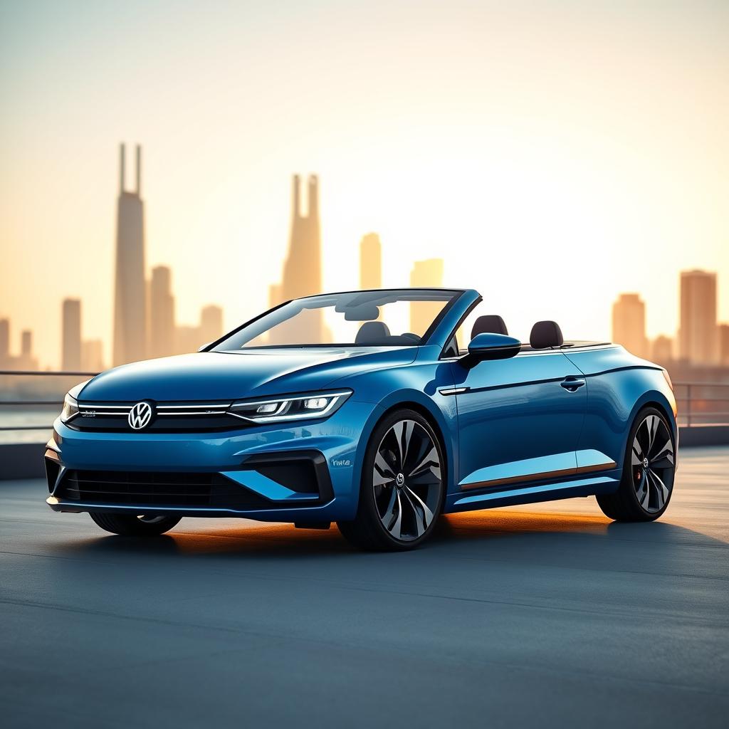 A futuristic Volkswagen Eos convertible model, released in 2024, showcasing sleek lines and a modern design