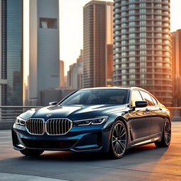 A stunning, futuristic 2024 BMW 7 Series car design, incorporating elements inspired by the iconic 2003 BMW 7 Series