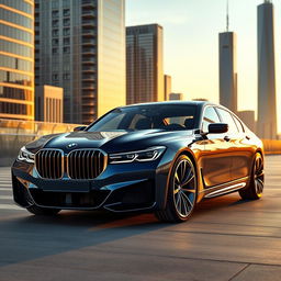 A stunning, futuristic 2024 BMW 7 Series car design, incorporating elements inspired by the iconic 2003 BMW 7 Series