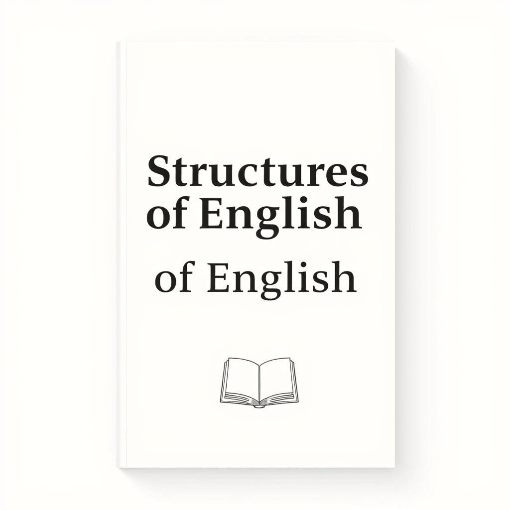 A minimalist book cover design for an English textbook titled 'Structures of English', specifically designed for short-sized bond paper