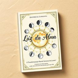 Book cover design for 'Luz da Alma: A Transformação Pessoal através Autoescrita Lunar', featuring an enchanting interactive lunar mandala