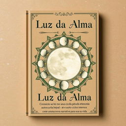 Book cover design for 'Luz da Alma: A Transformação Pessoal através Autoescrita Lunar', featuring an enchanting interactive lunar mandala