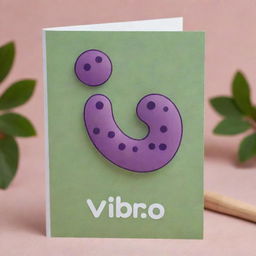 Craft a cute, comma-shaped 'Vibrio Vibes' card, an 'upcell' type. Represent a charming cell moving with vibrancy and speed, reminiscent of vibrios bacteria. The design should demonstrate agility and the enhanced ability to avoid card effects.