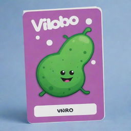 Design an adorable, comma-shaped 'Vibrio Vibes' card, an 'upcell' type. The card should illustrate a lively, cartoon-style cell moving with the agility and speed of vibrios bacteria, showcasing the ability to evade card effects.