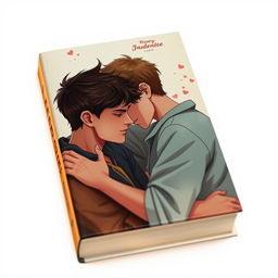 A striking book cover capturing an intimate moment between two teenage boys, showcasing their connection and affection in a tender manner