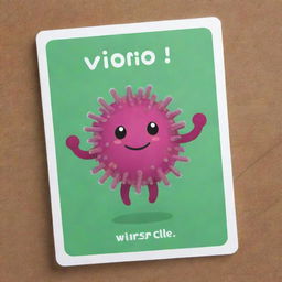 Design an adorable, comma-shaped 'Vibrio Vibes' card, an 'upcell' type. The card should illustrate a lively, cartoon-style cell moving with the agility and speed of vibrios bacteria, showcasing the ability to evade card effects.