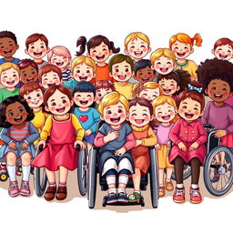 A heartwarming scene filled with happy little girls and boys, representing diverse backgrounds such as European, Asian, and African nationalities