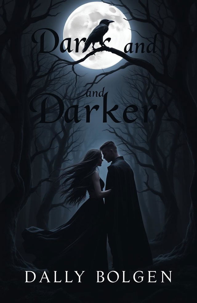 A captivating and mysterious dark romance book cover featuring the title 'Dark and Darker' in an elegant gothic font