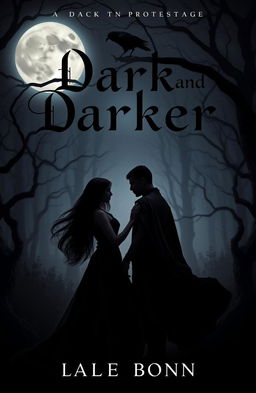 A captivating and mysterious dark romance book cover featuring the title 'Dark and Darker' in an elegant gothic font