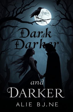 A captivating and mysterious dark romance book cover featuring the title 'Dark and Darker' in an elegant gothic font