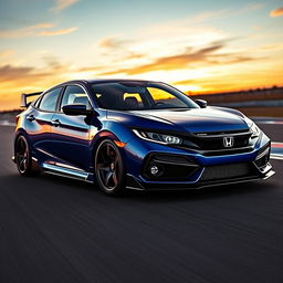 A stunning modified Honda Civic Turbo Hatchback transformed into a supercar, showcasing sleek lines and aggressive styling reminiscent of the Honda NSX