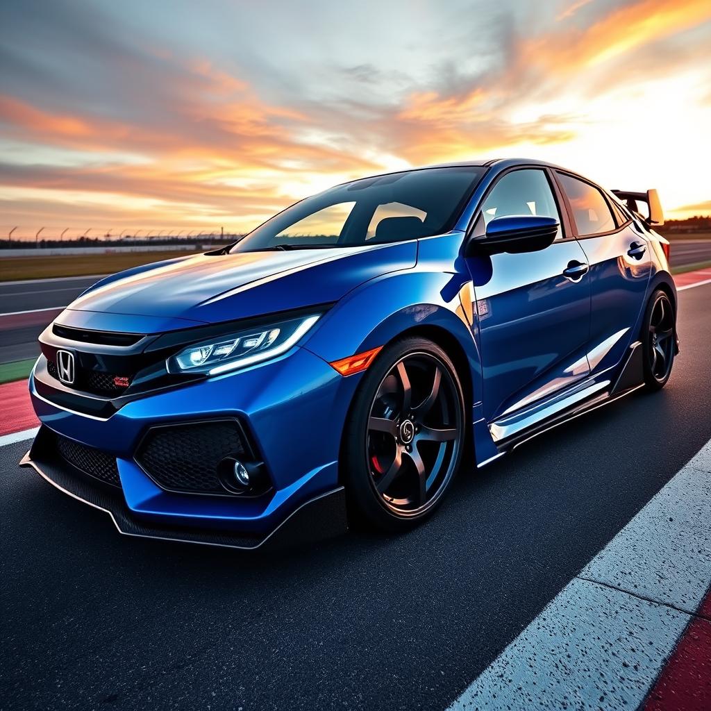 A stunning modified Honda Civic Turbo Hatchback transformed into a supercar, showcasing sleek lines and aggressive styling reminiscent of the Honda NSX