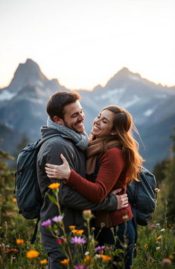 A romantic scene depicting love in the mountains, inspired by the style of Kairos Vion