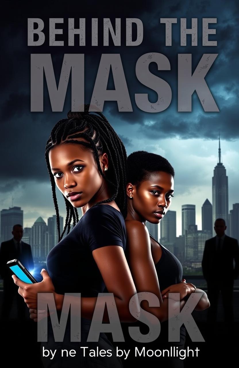 A dramatic book cover featuring two young African women in their early 20s, named Nia and Kiara, standing together in a tense pose against a dark urban backdrop