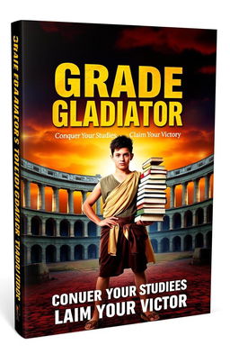 A striking book cover design for 'Grade Gladiator: Conquer Your Studies, Claim Your Victory'